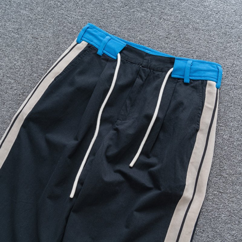 Штаны Palm Angels With Stripes On Shoelaces "Black/Blue" фото № 3