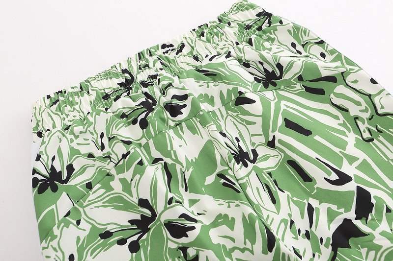 Штаны Palm Anges Lily Print - Straight "Green/White" фото № 3