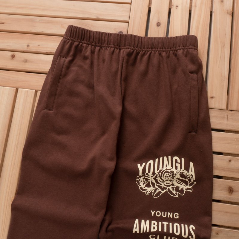 Штаны Youngla Logo And Eagle Print "Brown" фото № 3