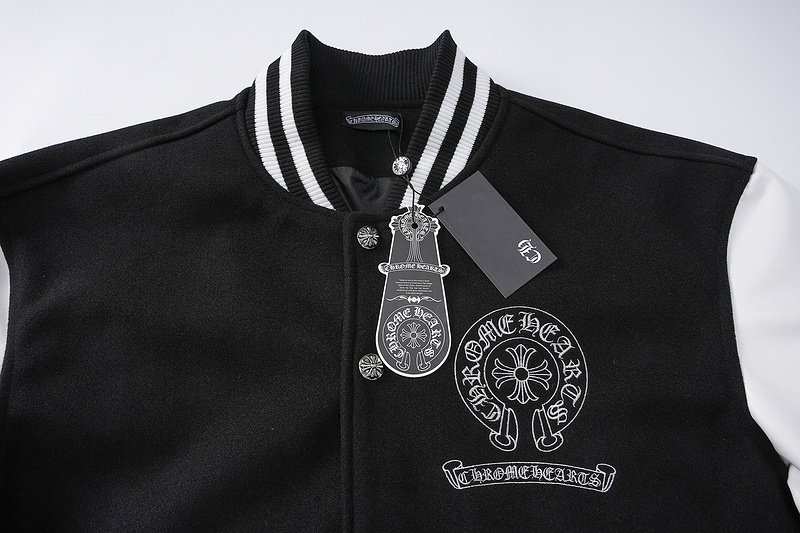 Бомбер Chrome Hearts Two Stripes Edge Decoration And Big Back Logo "Black" фото № 3