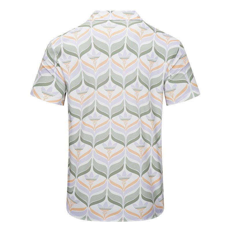 Рубашка Gucci Repeating Trefoil Print In Vertical Lines "Gray" фото № 2
