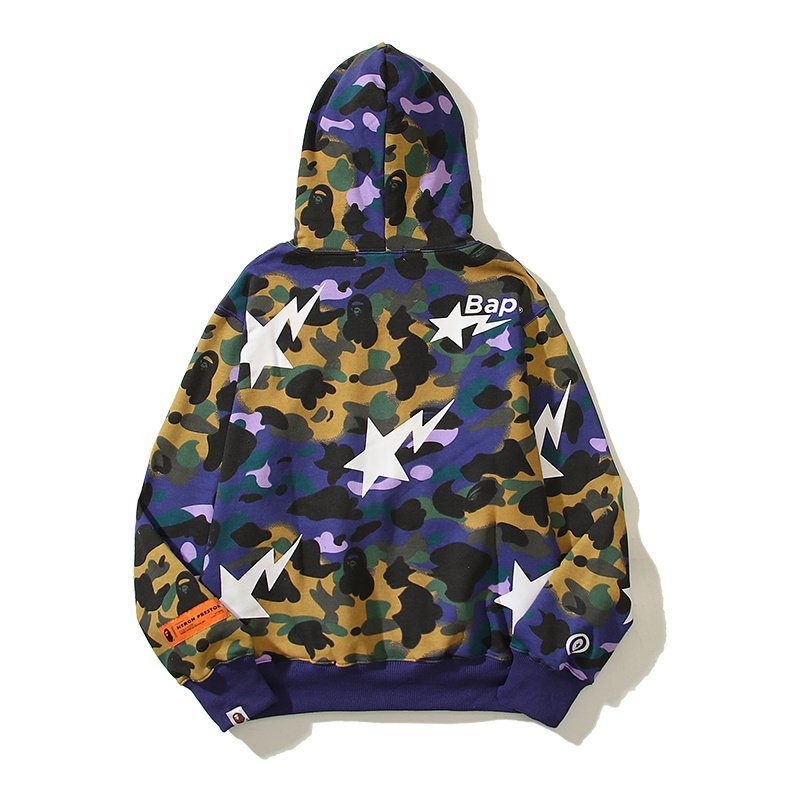 Худи A Bathing Ape Camouflage Style With Logo - ZIP "Blue/Green" фото № 3