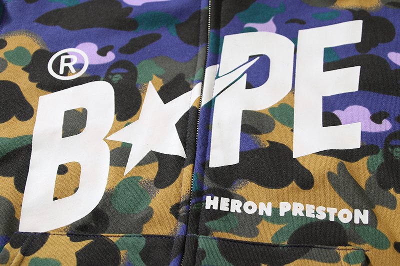 Худи A Bathing Ape Camouflage Style With Logo - ZIP "Blue/Green" фото № 7