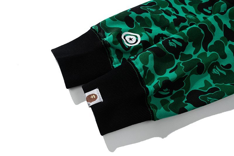 Худи A Bathing Ape Shark Black Spots Zip "Green" фото № 5