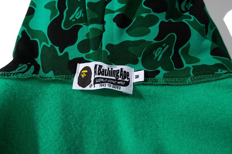 Худи A Bathing Ape Shark Black Spots Zip "Green" фото № 4