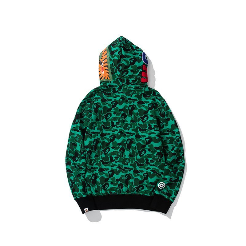 Худи A Bathing Ape Shark Black Spots Zip "Green" фото № 2
