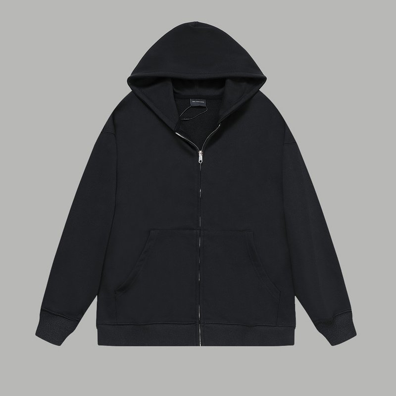 Худи Balenciaga With Yellow Text Logo On The Back - ZIP "Black" фото № 2