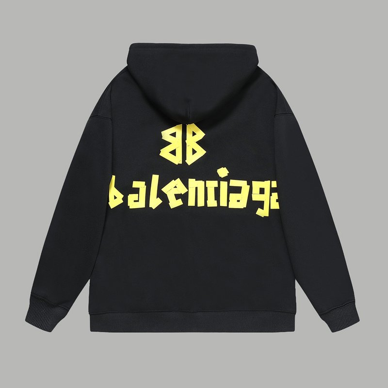 Худи Balenciaga With Yellow Text Logo On The Back - ZIP "Black" фото № 3