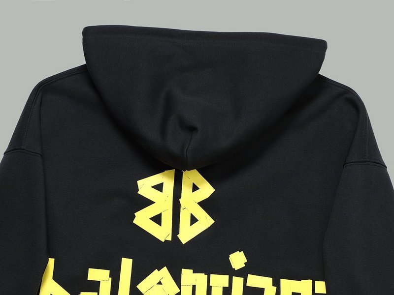 Худи Balenciaga With Yellow Text Logo On The Back - ZIP "Black" фото № 4