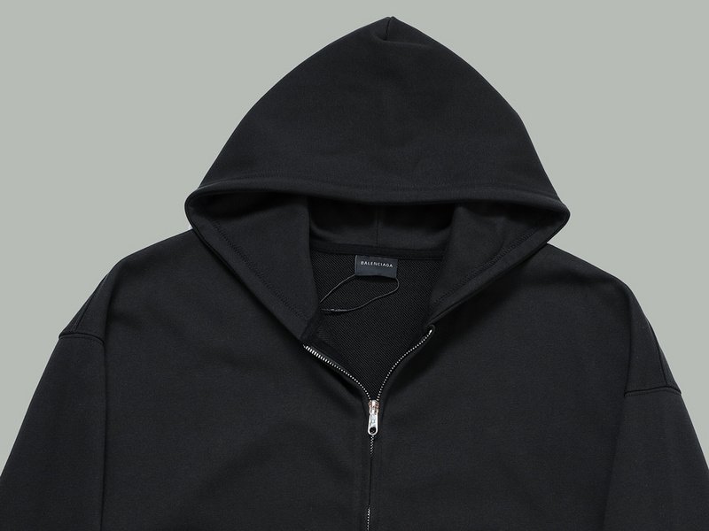 Худи Balenciaga With Yellow Text Logo On The Back - ZIP "Black" фото № 5