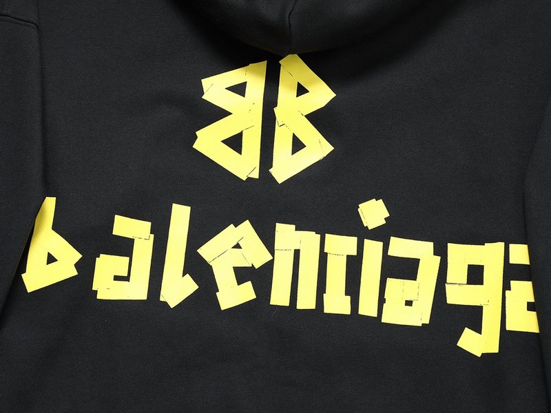 Худи Balenciaga With Yellow Text Logo On The Back - ZIP "Black" фото № 6