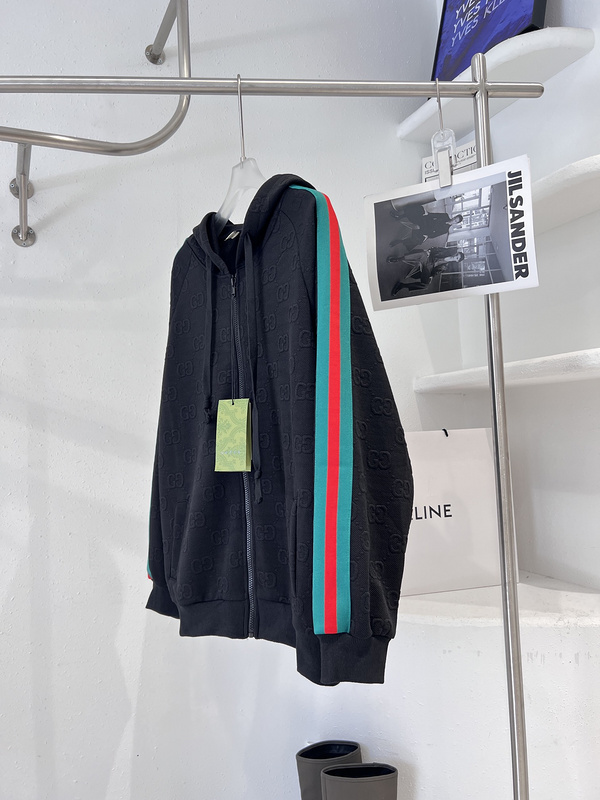 Худи Gucci With Stripes On The Sleeves ZIP "Black" фото № 2