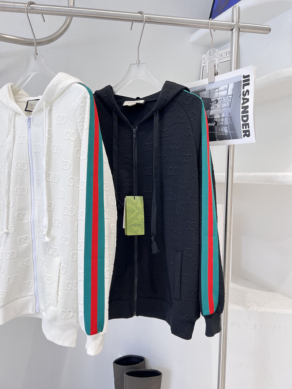 Худи Gucci With Stripes On The Sleeves ZIP "Black" фото № 4