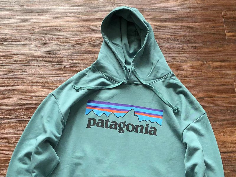 Худи Patagonia Mountain Landscape With Colorful Stripes Front Print "Green" фото № 2