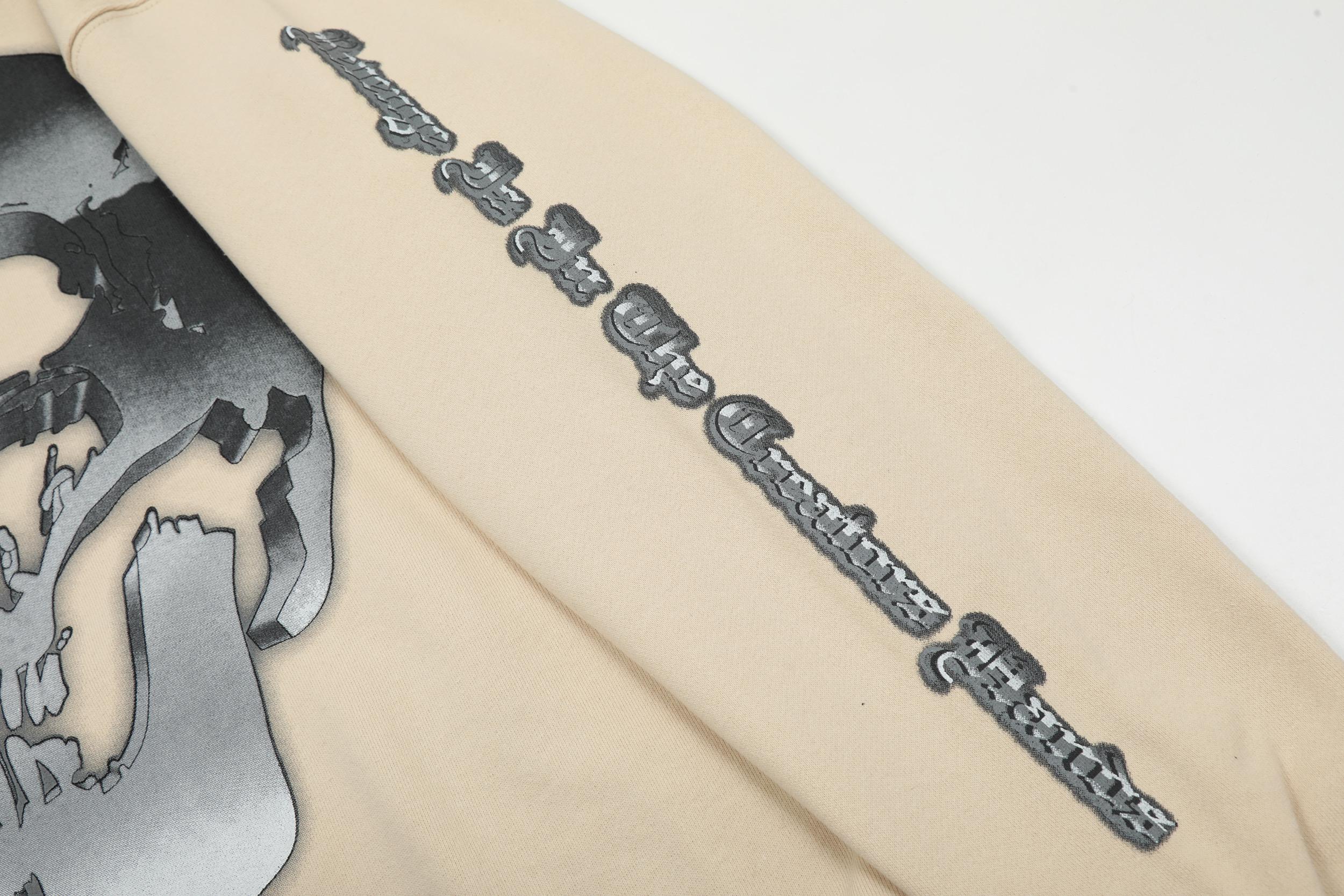 Худи Revenge Skull Back "Beige" фото № 8