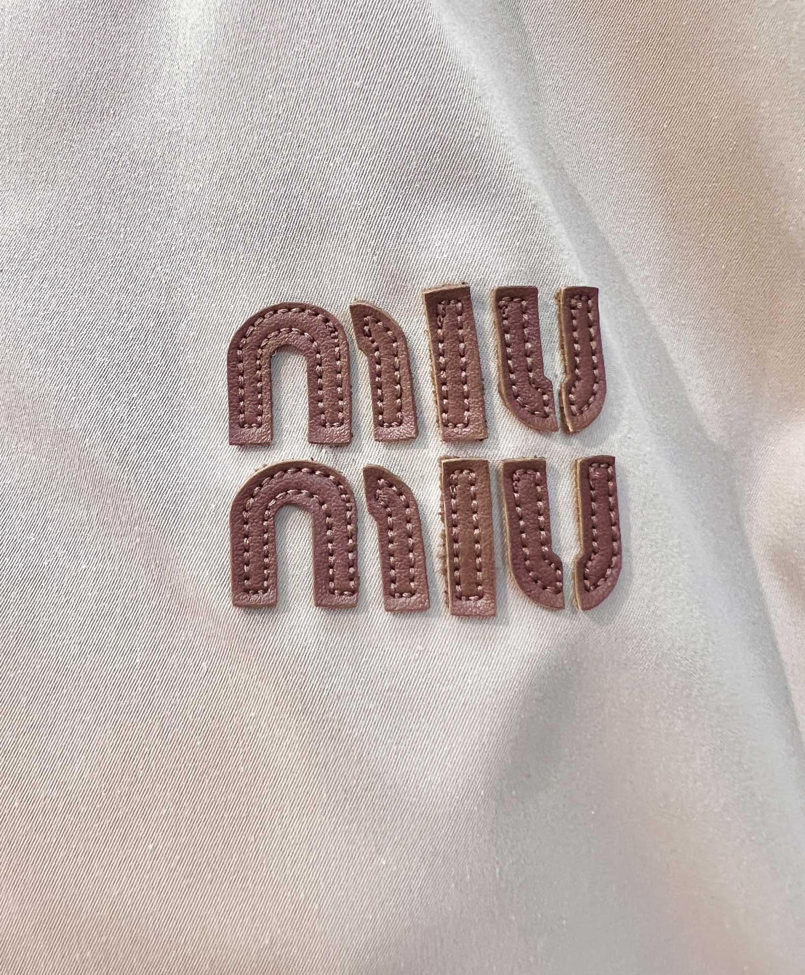 Куртка-бомбер Miu Miu Dark Blue Frontside Miu Miu Logo "Beige" фото № 5