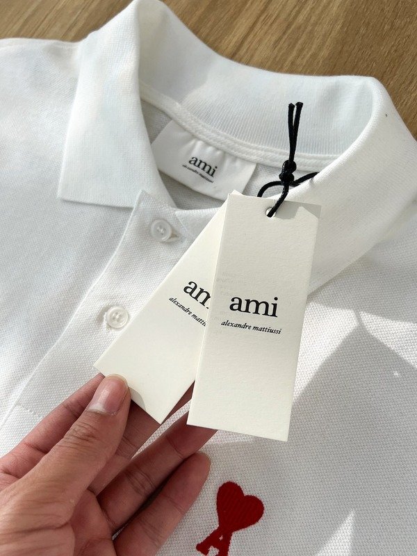 Поло Amiri Red Logo "White" фото № 7