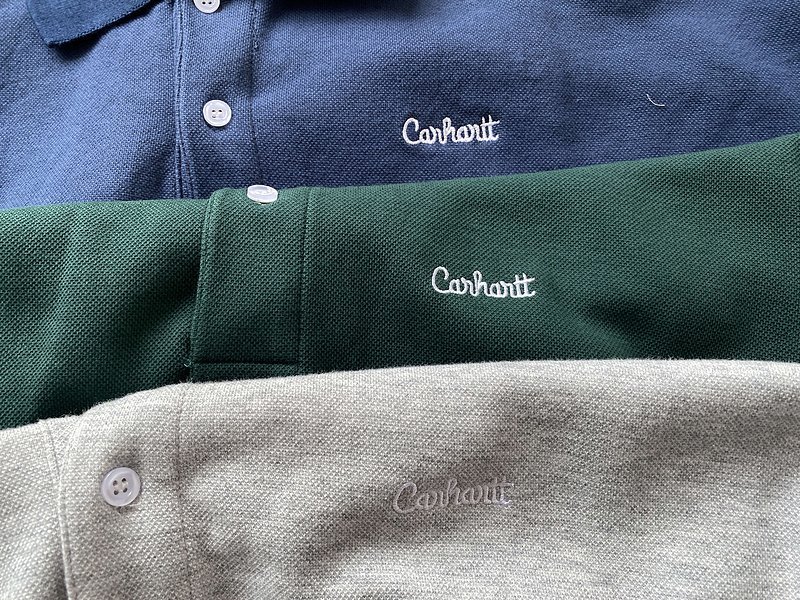 Поло Carhartt With White Text Logo "Blue" фото № 2