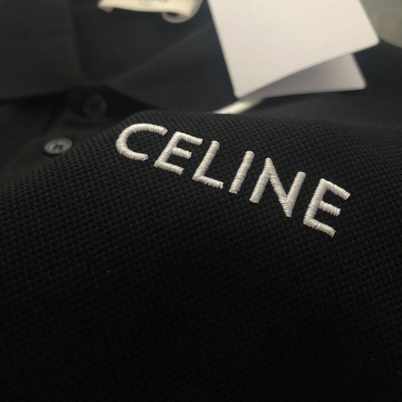 Поло Celine Embroidered Logo "Black" фото № 2