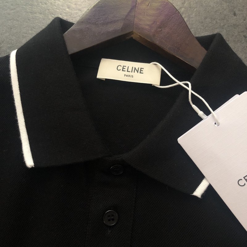 Поло Celine Embroidered Logo "Black" фото № 4