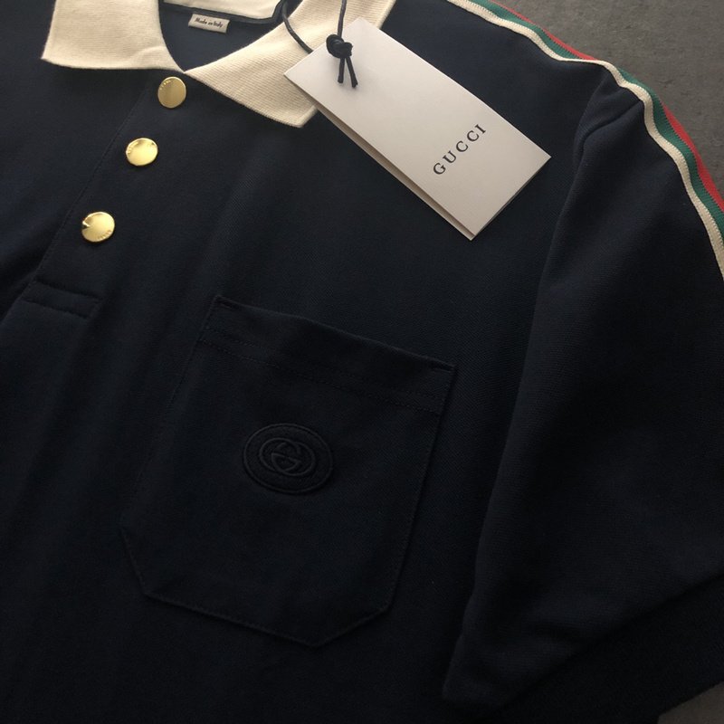 Поло Gucci With Red Stripe On The Sleeves "Black" фото № 7