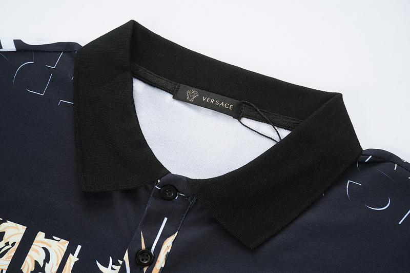 Поло Versace With Gold Patterns "Black" фото № 6