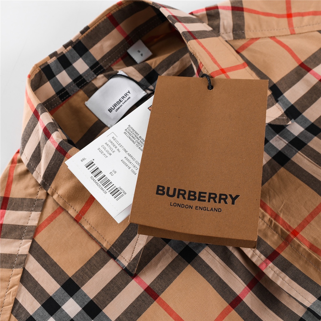 Рубашка Burberry Linear Squares "Brown" фото № 3