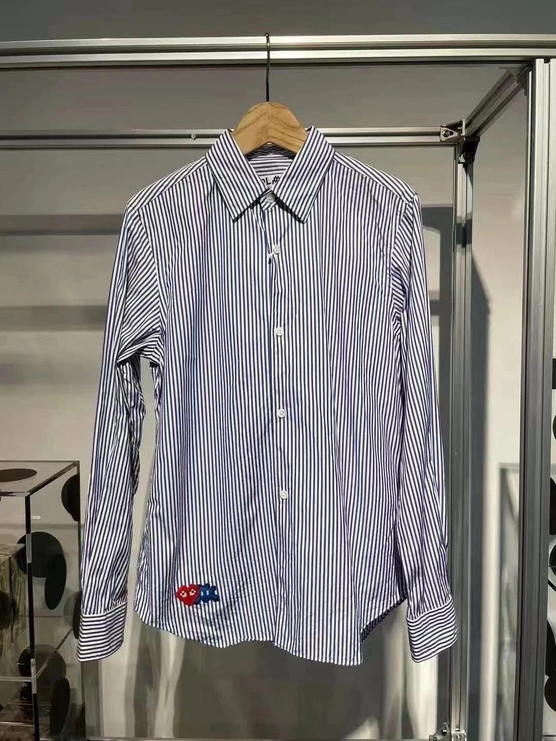 Рубашка Comme des Garcons Play Red Heart Eye Minecraft "Blue" фото № 2