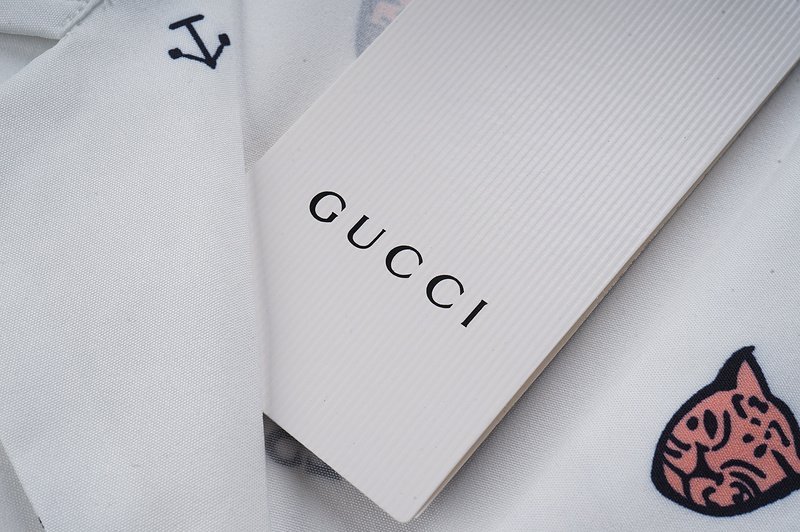 Рубашка Gucci Repeating Prints Of Masks Stars Anchors "White" фото № 3