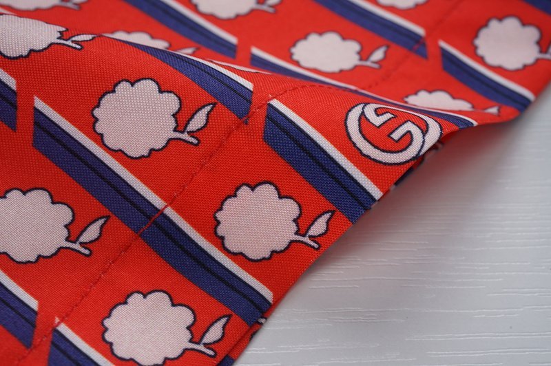 Рубашка Gucci Flowers And Vertical Stripes "Red" фото № 3