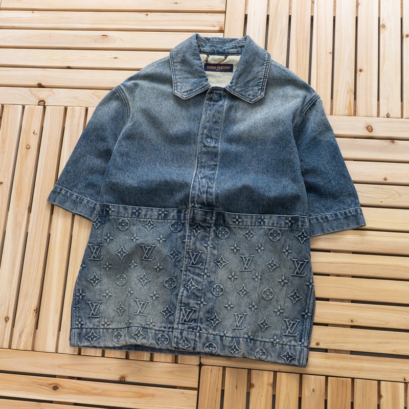 Джинсовая Рубашка Louis Vuitton Logo Embossing "Blue" фото № 2