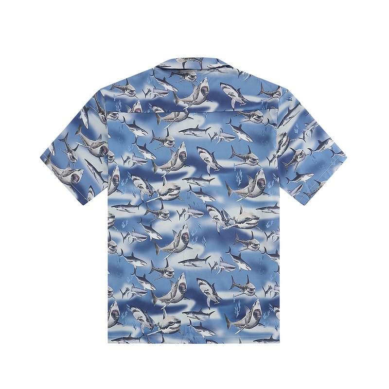 Рубашка Palm Angels With Shark Print "Blue" фото № 2