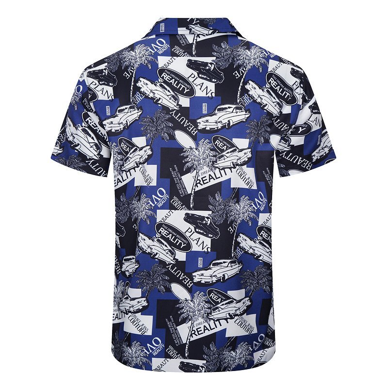 Рубашка Versace Palm Trees And Cars "Blue" фото № 2