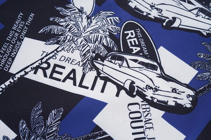 Рубашка Versace Palm Trees And Cars "Blue" фото № 5