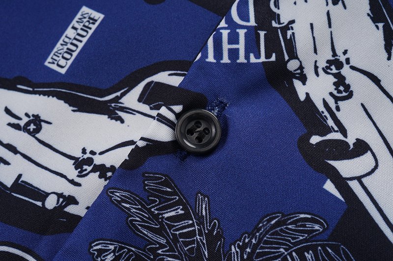 Рубашка Versace Palm Trees And Cars "Blue" фото № 6