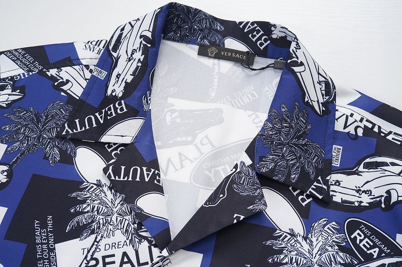 Рубашка Versace Palm Trees And Cars "Blue" фото № 8