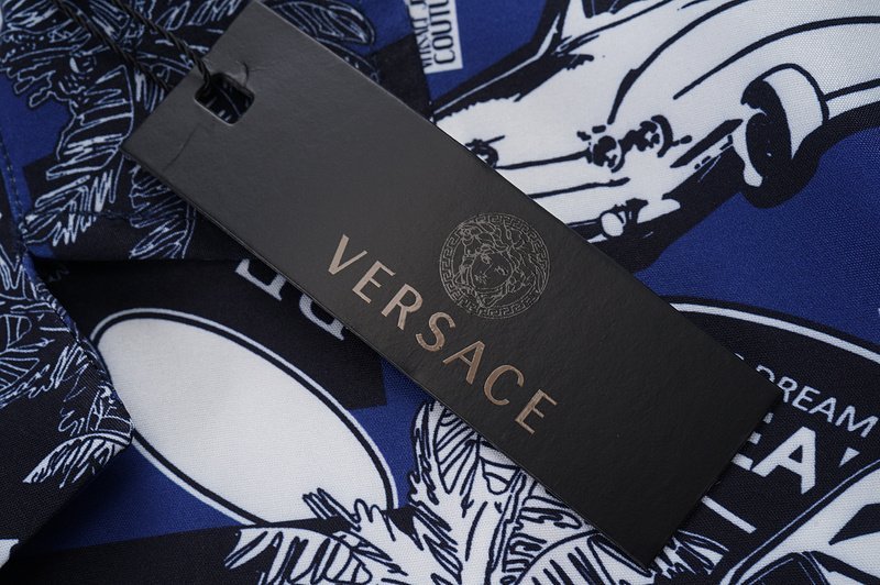 Рубашка Versace Palm Trees And Cars "Blue" фото № 9