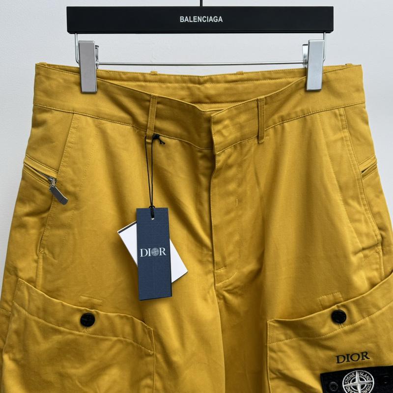 Шорты Stone Island x Christian Dior Black Embroired Frontside Print Compass "Yellow" фото № 2