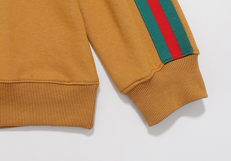 Свитшот Gucci Small Logo And Stripes On The Sleeve "Brown/Yellow" фото № 2