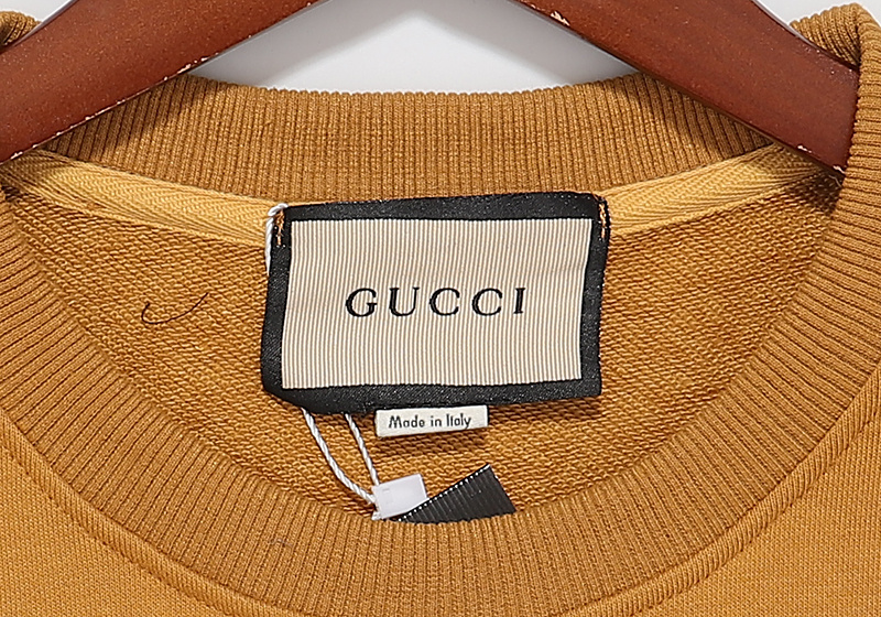 Свитшот Gucci Small Logo And Stripes On The Sleeve "Brown/Yellow" фото № 5