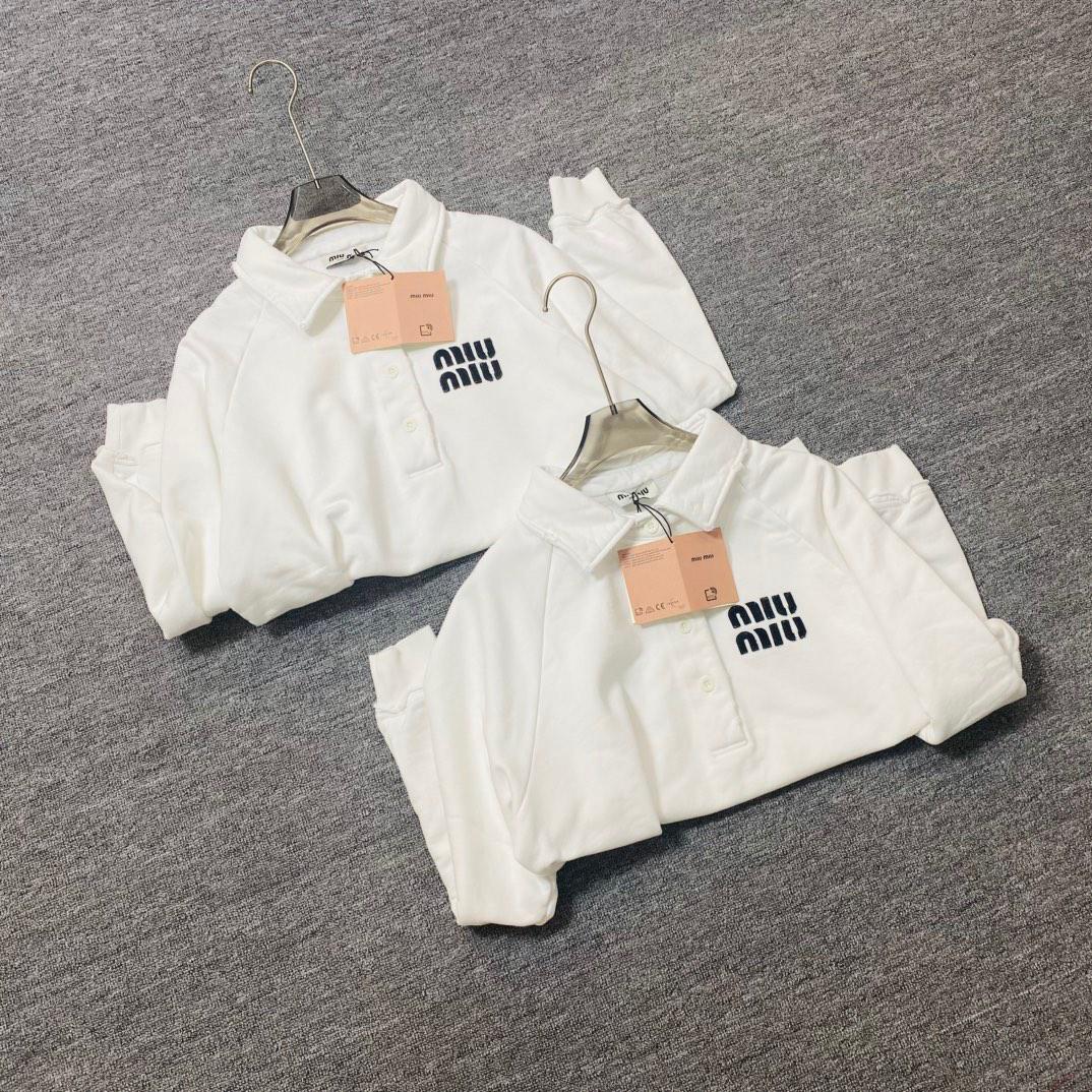 Свитшот Miu Miu Frontside Contrast Black Logo Miu Miu "White" фото № 3