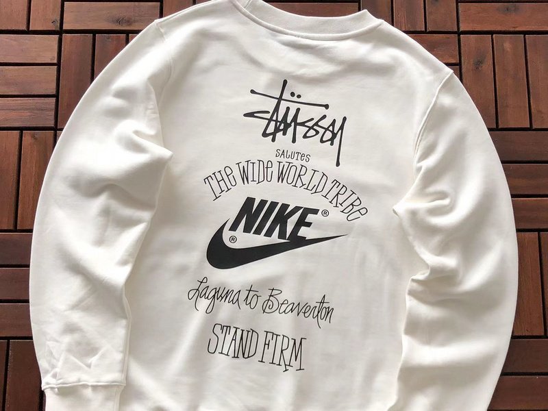 Свитшот Stussy Logo Inscription And Nike Logo "White" фото № 2