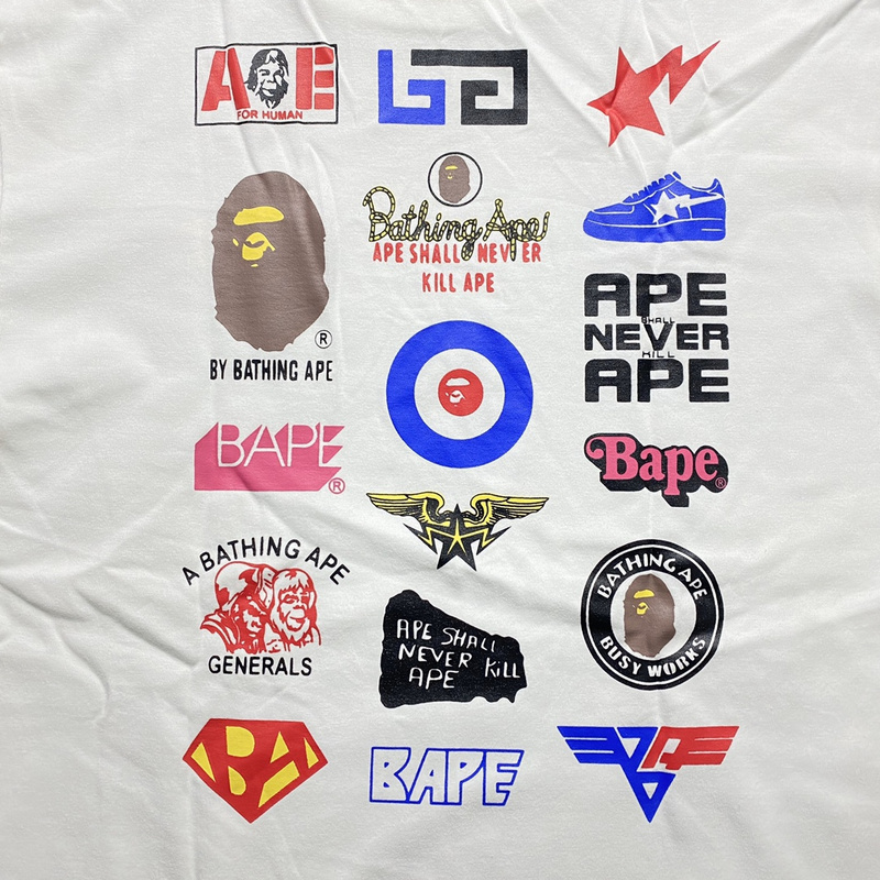 Футболка A Bathing Ape Variety Of Logos "White" фото № 2