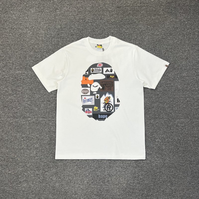 Футболка A Bathing Ape With Stickers "White" фото № 3