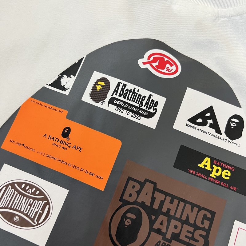 Футболка A Bathing Ape With Stickers "White" фото № 6