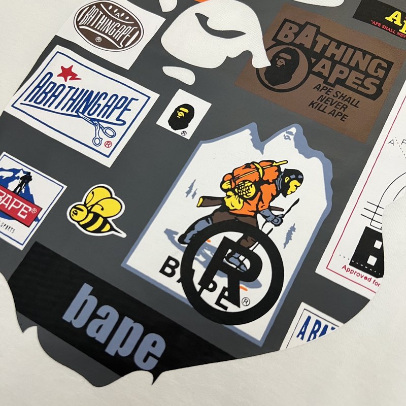Футболка A Bathing Ape With Stickers "White" фото № 7
