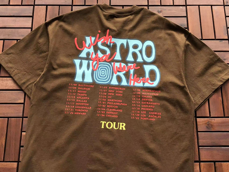 Футболка Astroworld Cities List From Tour "Brown" фото № 4