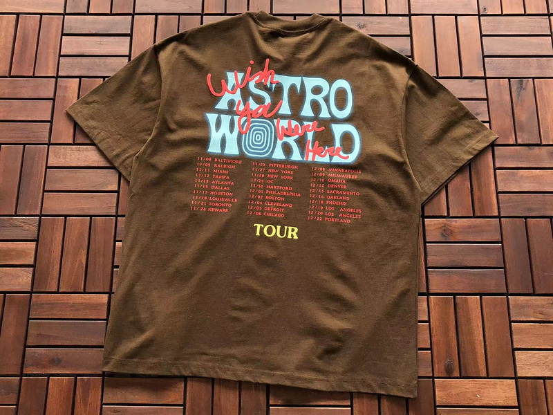 Футболка Astroworld Cities List From Tour "Brown" фото № 2