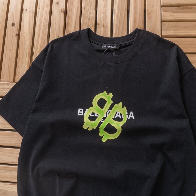 Футболка Balenciaga Front Inscription With Logo Symbols "Black" фото № 2