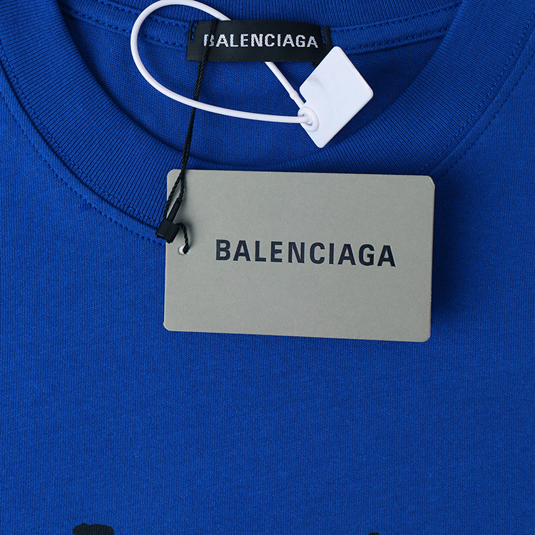 Футболка Balenciaga With Three Waves And Logo "Blue" фото № 3